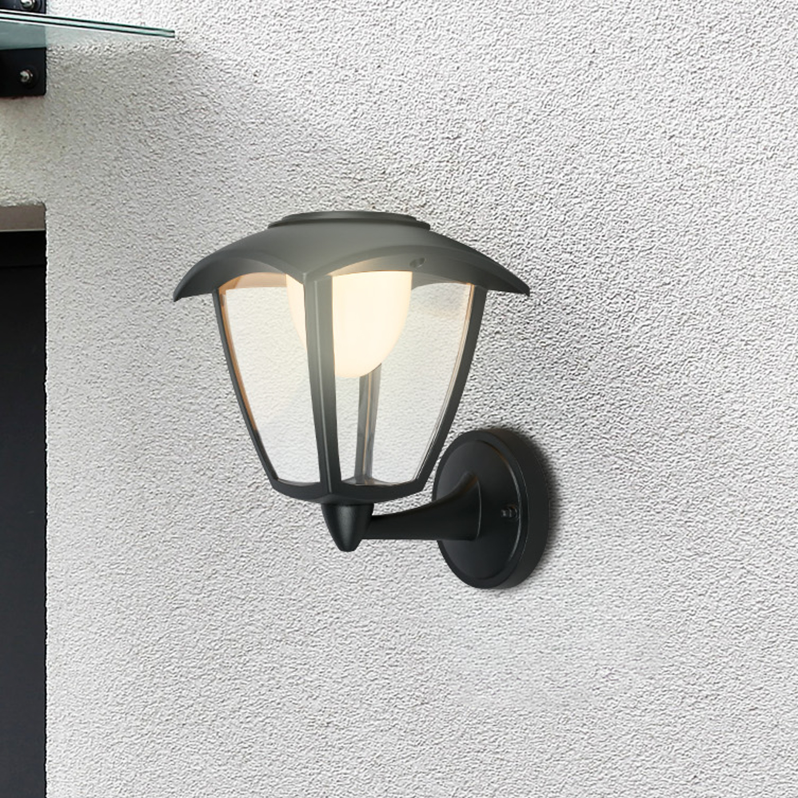 LED outdoor wall light 3929015, black, touch dimmer