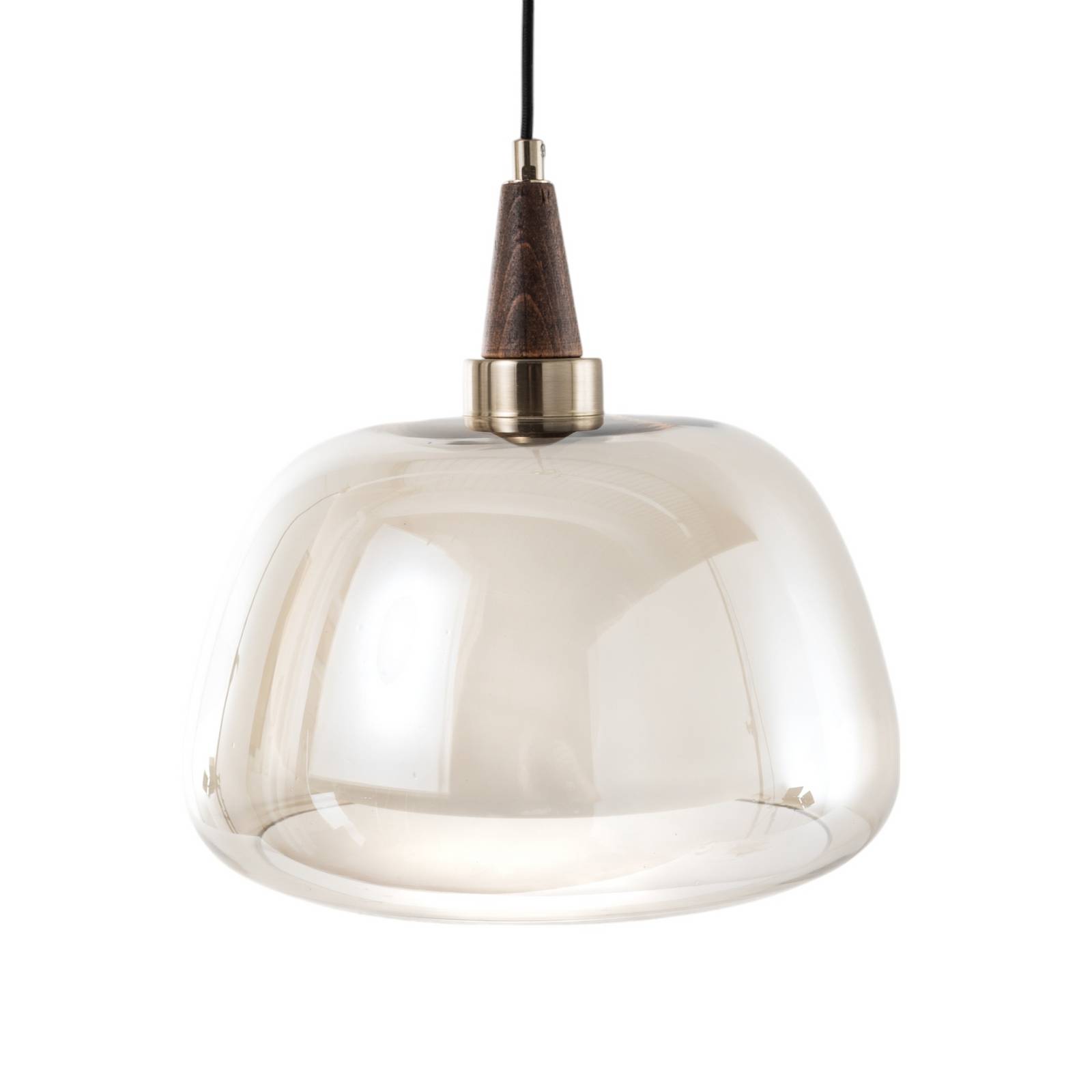 Lampa wisząca Ermo, kolor antyczny mosiądz, Ø 30 cm, szkło/metal