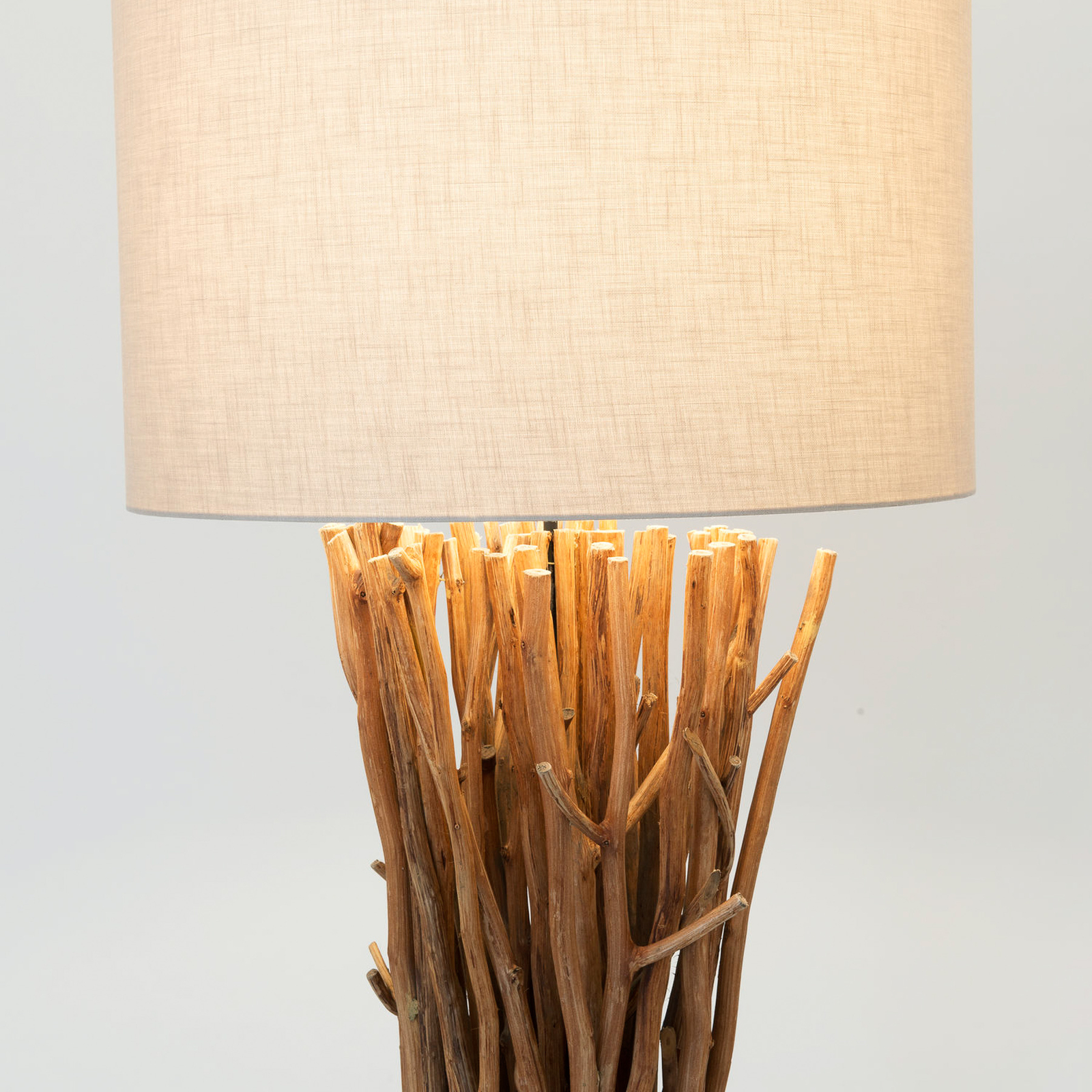 Palmaria floor lamp, wood-coloured/beige, height 177 cm, wood