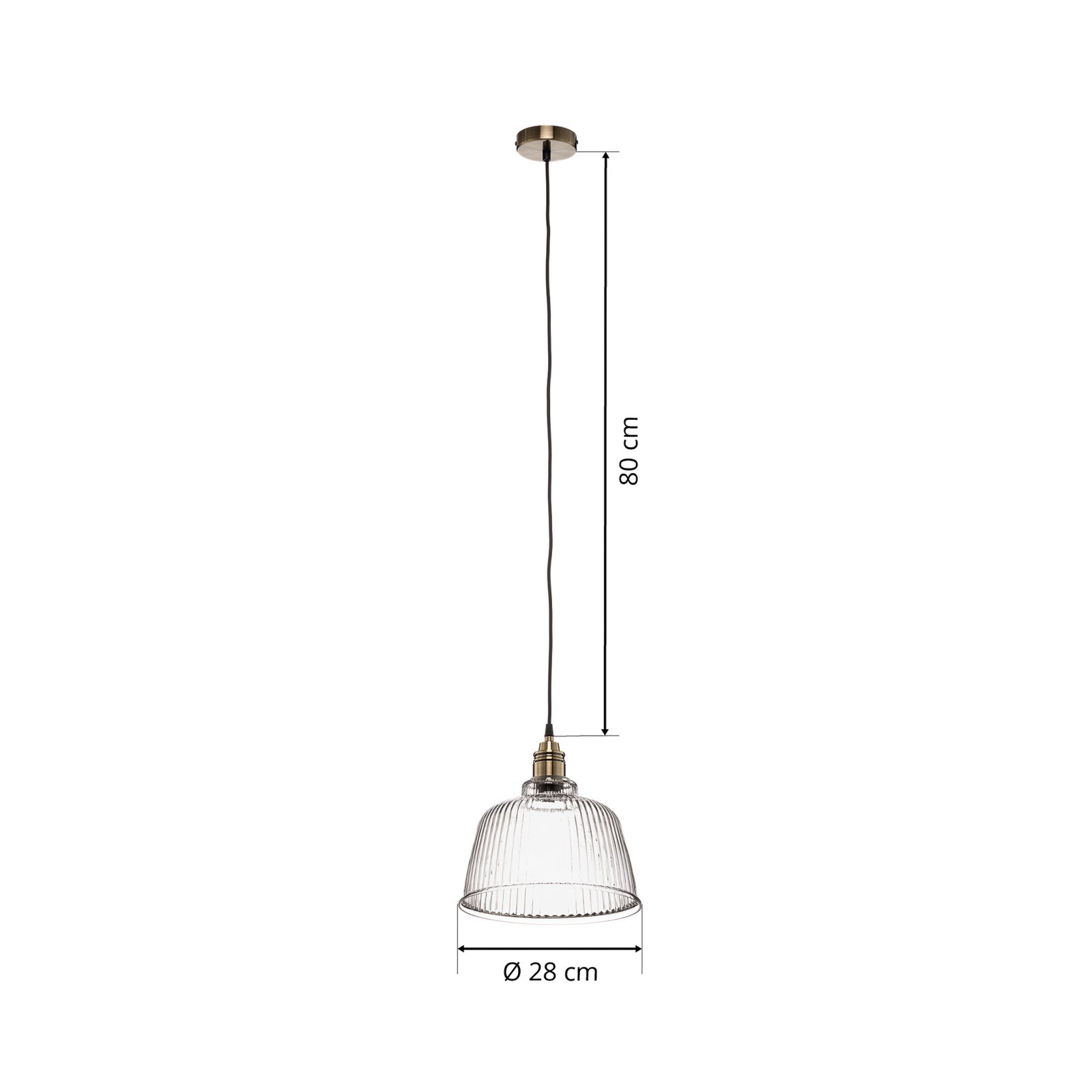 Hanglamp Leana, helder glas, 1-lamp, oudmessing