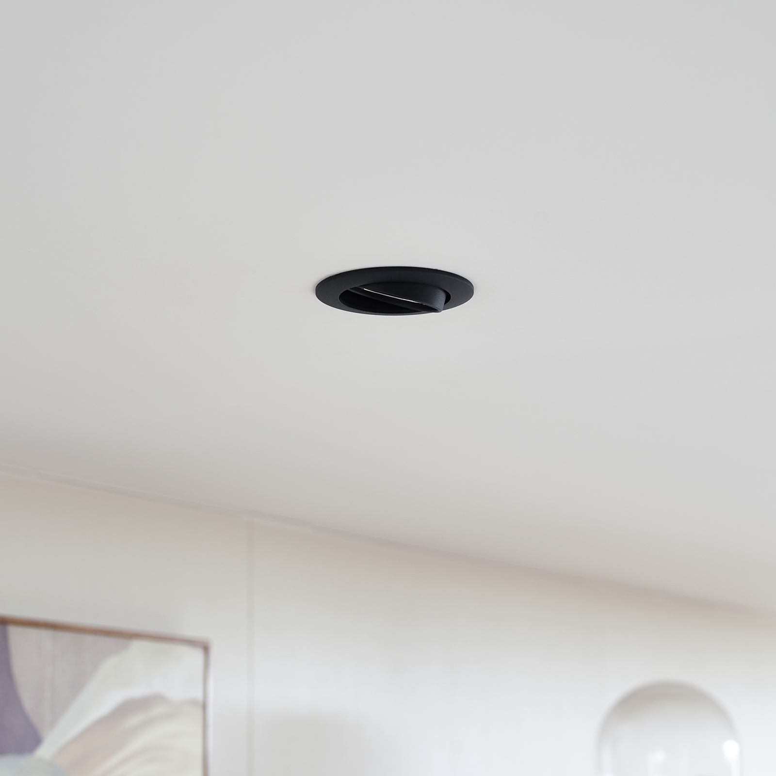 PRIOS beépíthető mennyezeti lámpa Fibur, fekete, cink, Ø 8,2 cm, 3 db