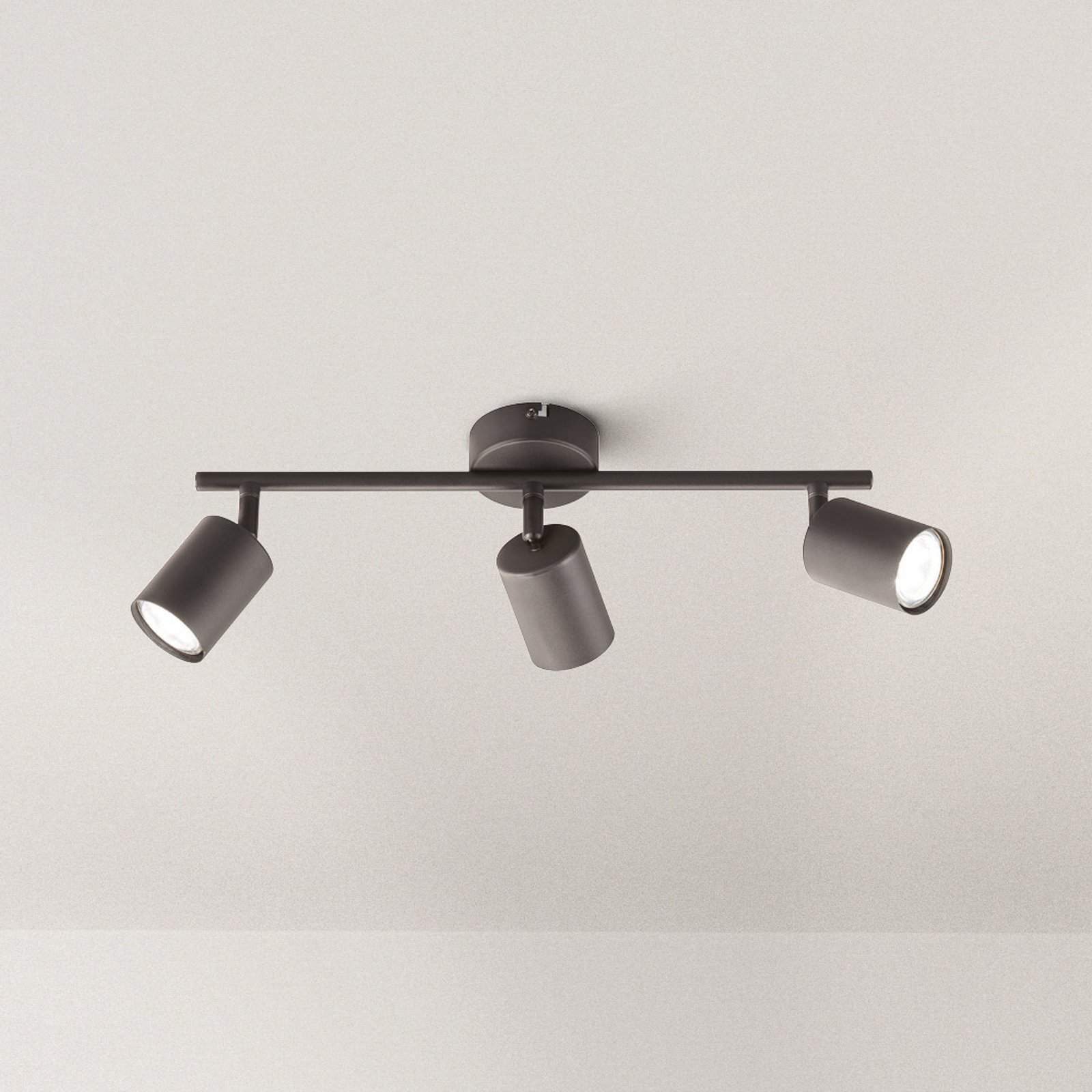 LED plafondspot Vano zwart, 3-lamps lang