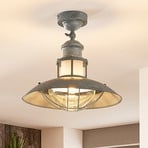 Lampa sufitowa Lindby Louisanne, szaro-zielony, metal, Ø 35 cm