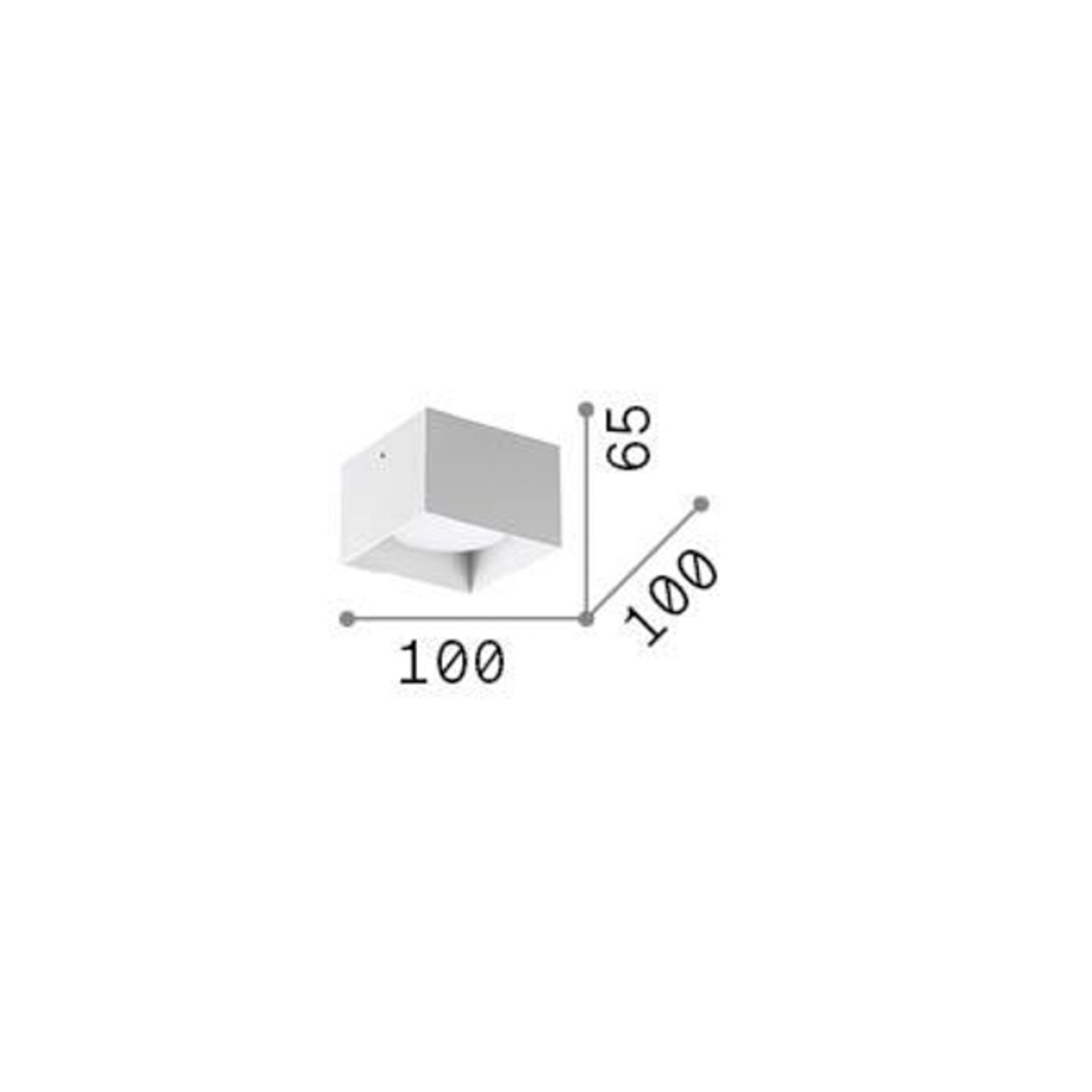 Ideal Lux downlight Spike Square, kromfarget, aluminium, 10x10 cm