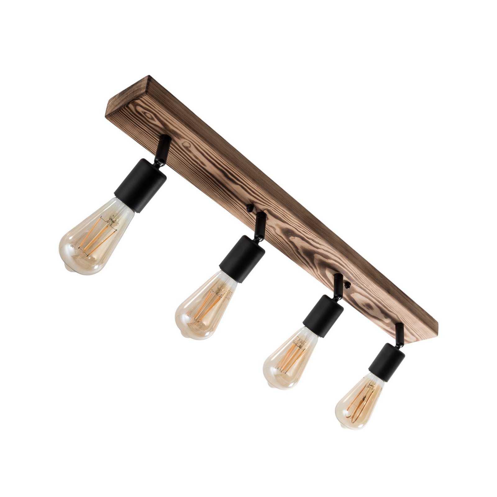 Downlight Duarte, 4 lyskilder, trefarget/svart, tre Downlight Duarte, 4 lyskilder, trefarget/svart, tre