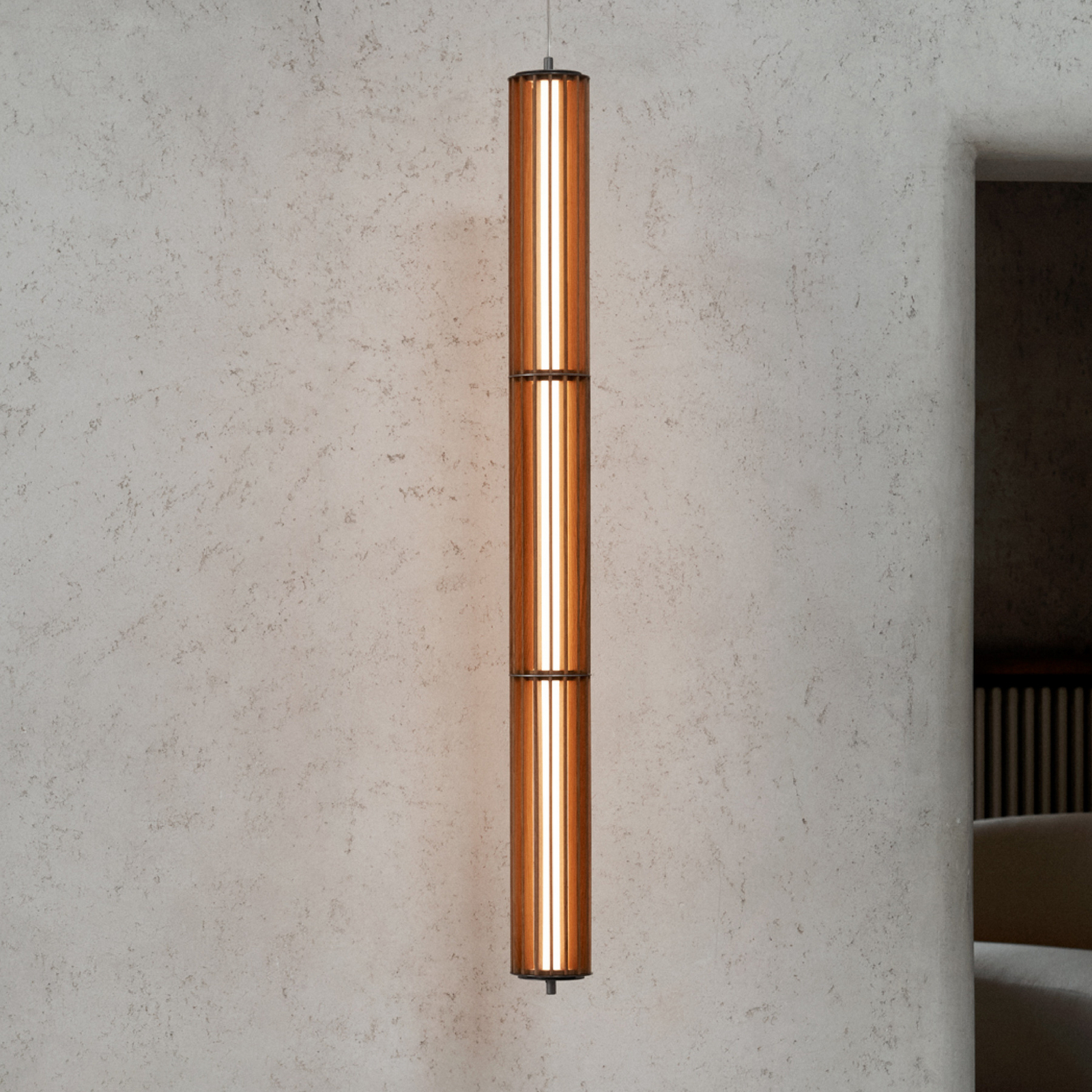 Numbra TY1 LED hanging light, oak, 122 cm, wood - &TRADITION