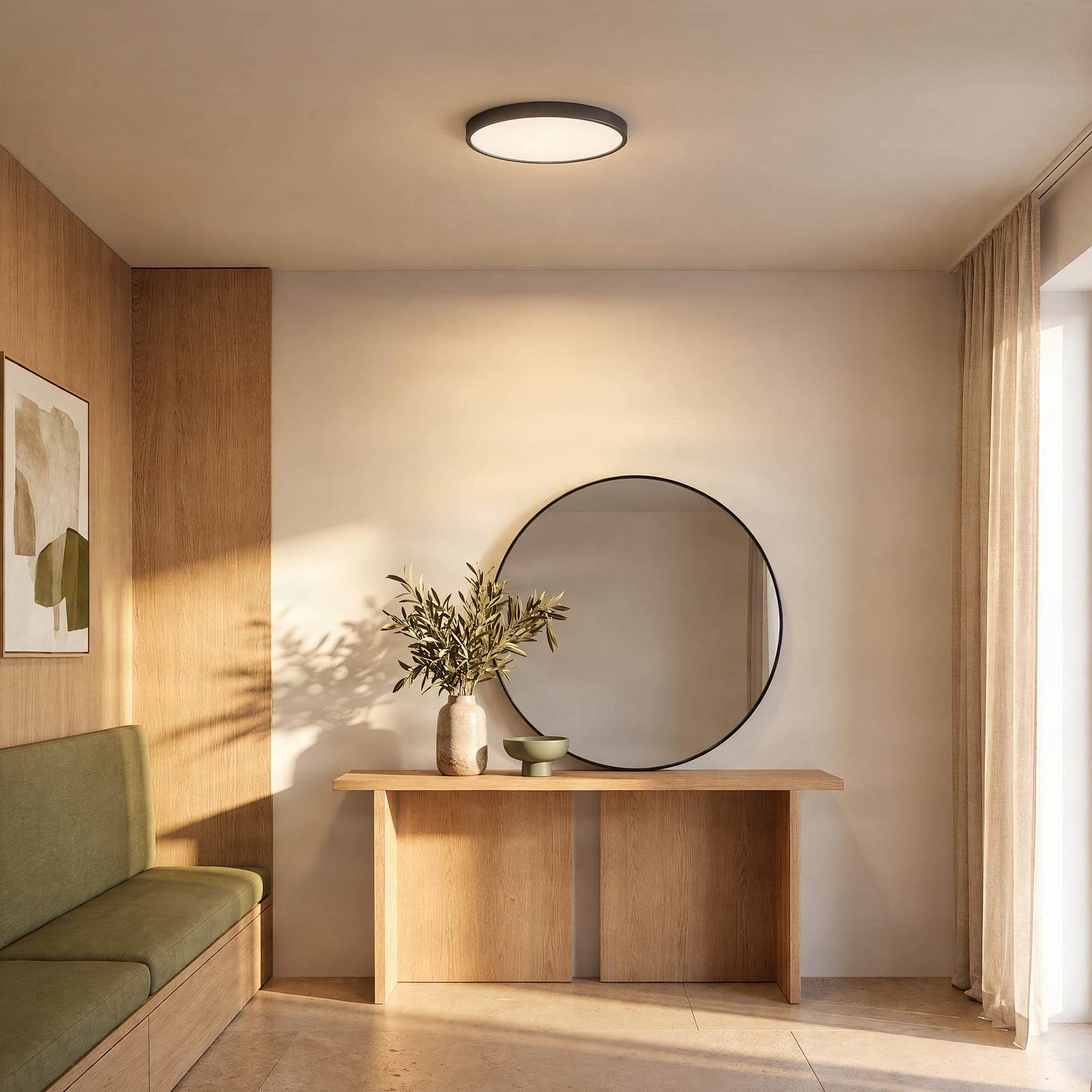Lindby LED stropní svítidlo Pravin, Ø 23 cm, 3 000 K, černé