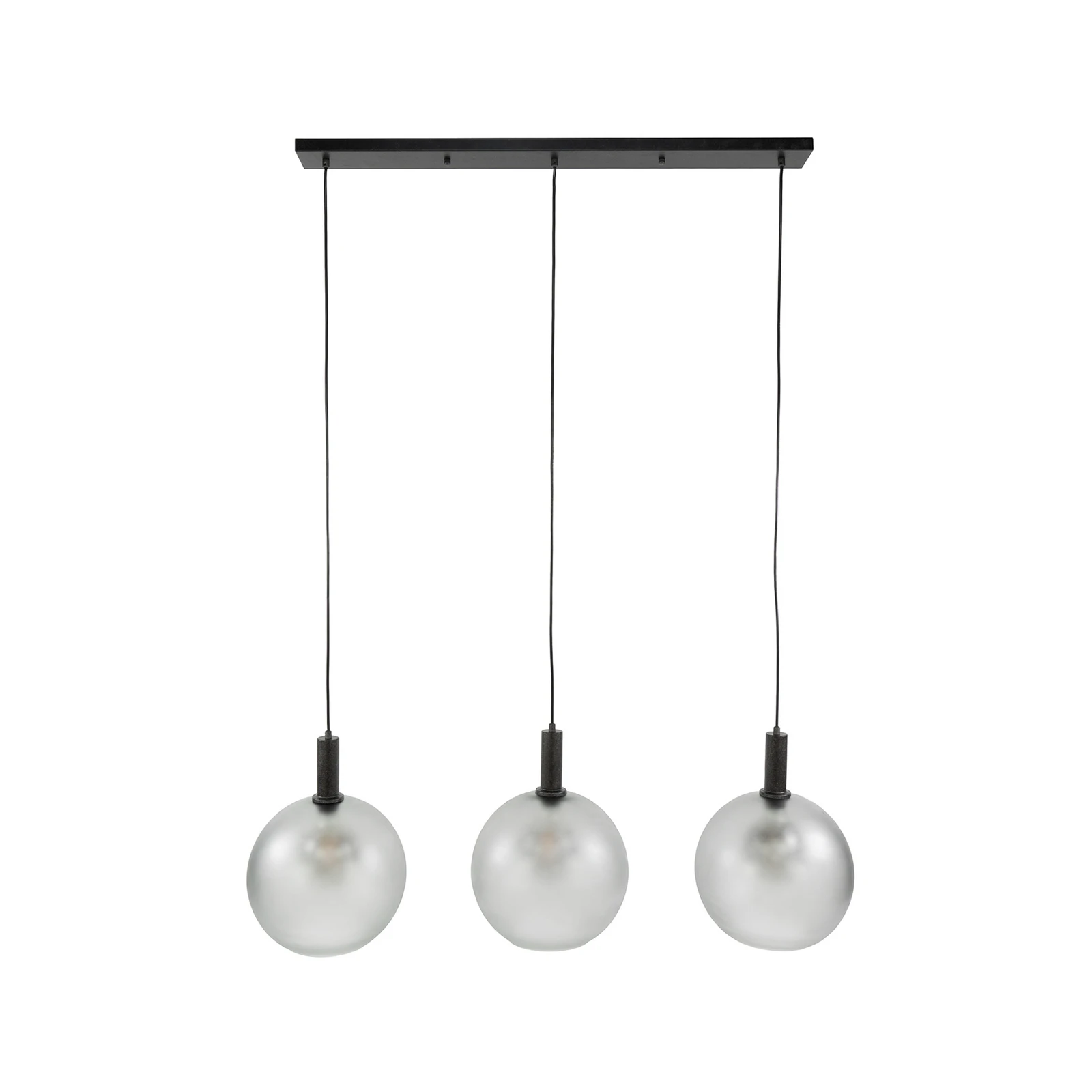 Candeeiro suspenso Bubble, cinzento, vidro, 3 lâmpadas, E27, 110 cm