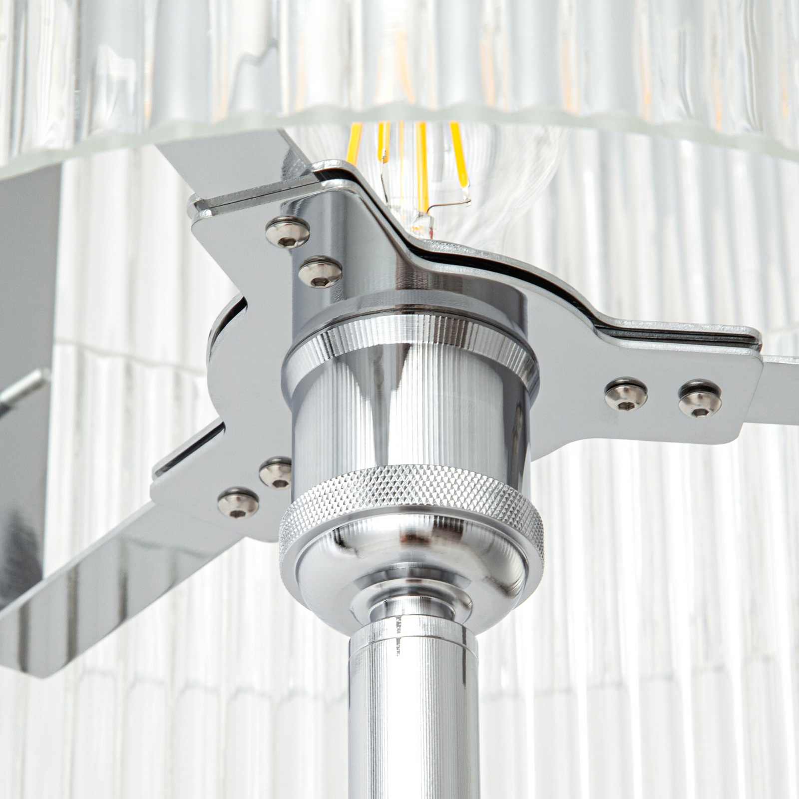 Meritt vloerlamp, chroom/transparant, hoogte 160 cm, glas - Lucande