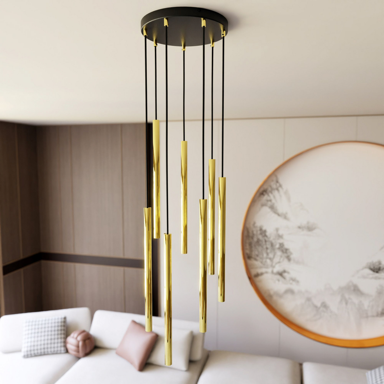 EMIBIG LIGHTING Lampă suspendată Selter Premium auriu 7 becuri metal - Camera de zi / sufragerie - auriu negru