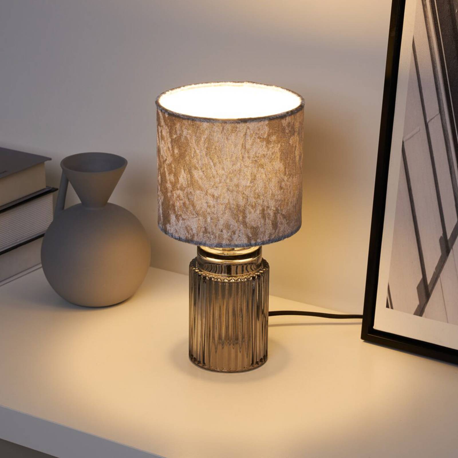 E-shop Pauleen Classy Velvet stolová lampa tienidlo zamat