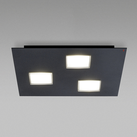 Plafonnier LED Quarter noir laqué, 3 lampes