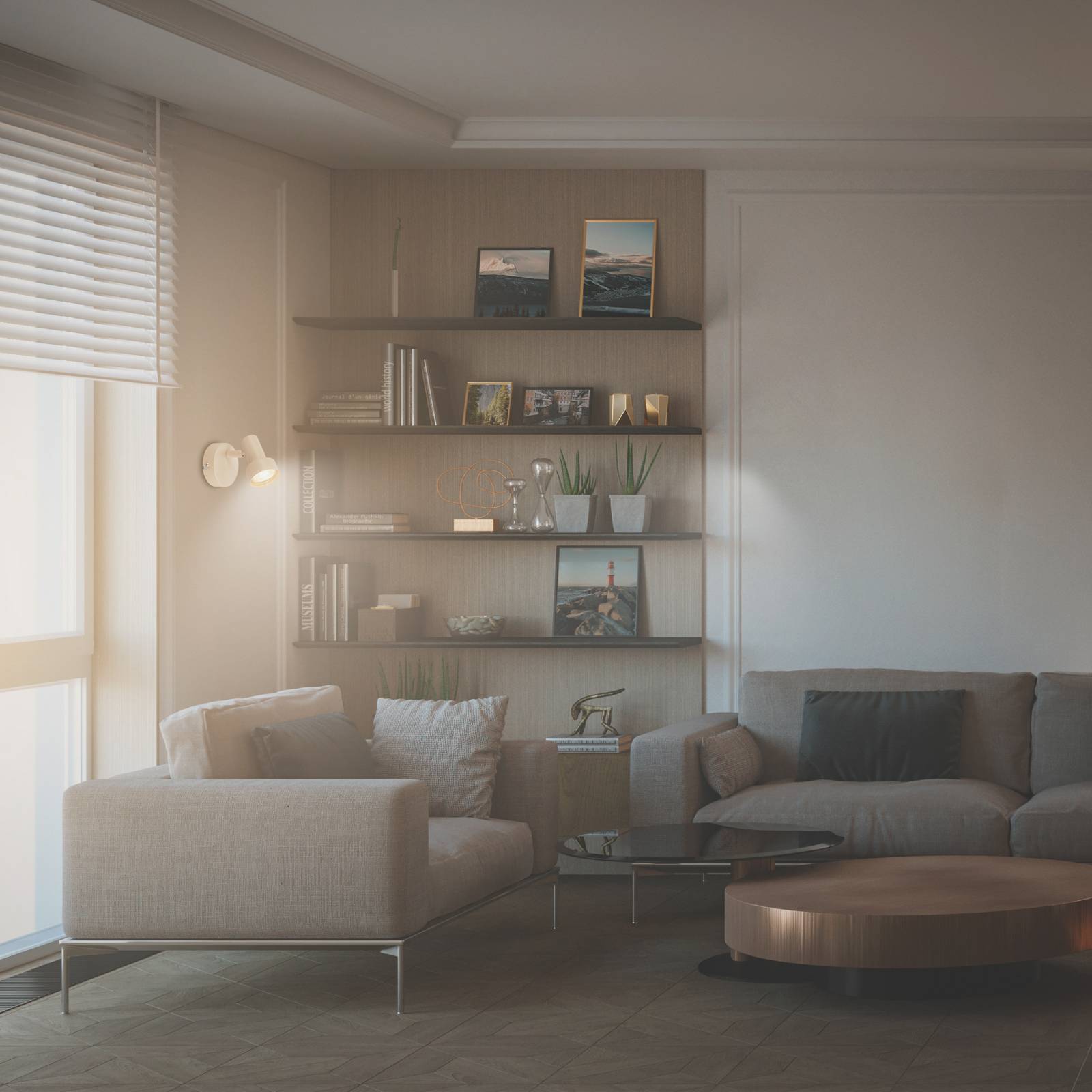 Wandstrahler Tapp, beige, Ø 8 cm, 1-flammig, Metall, GU10 günstig online kaufen