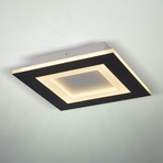 Lámpara LED de techo Squary, 39 cm de largo, hierro blanco y negro, CCT