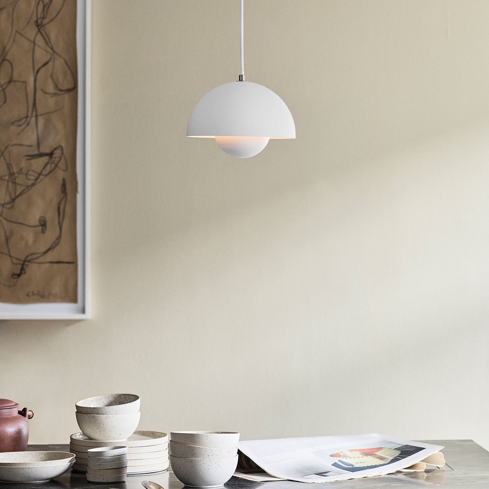 Flowerpot VP1 pendellampe hvid &Tradition - Stue - Design - Metal - Med én lyskilde