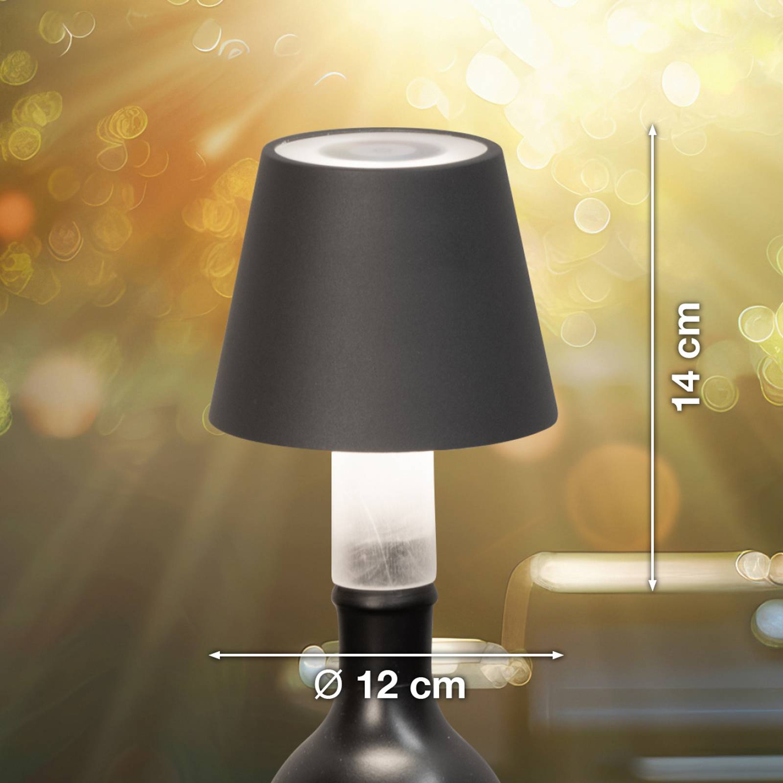 Lampa LED do butelek Fiocco, piaskowo-szara, RGBW, IP54, ściemniany