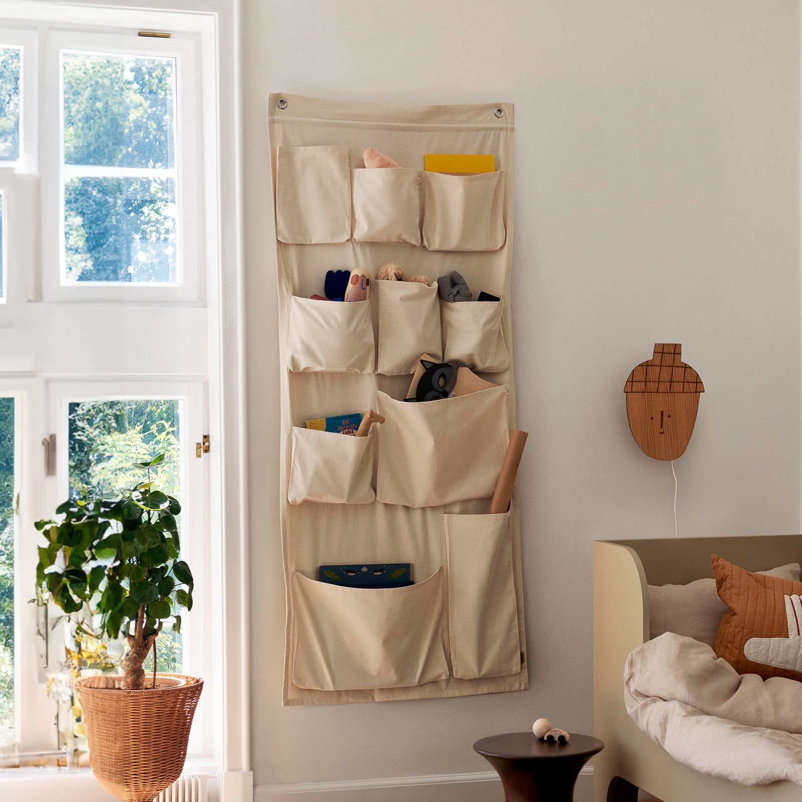 Bolso de pared Canvas XL, beige, algodón, 160 cm - ferm LIVING