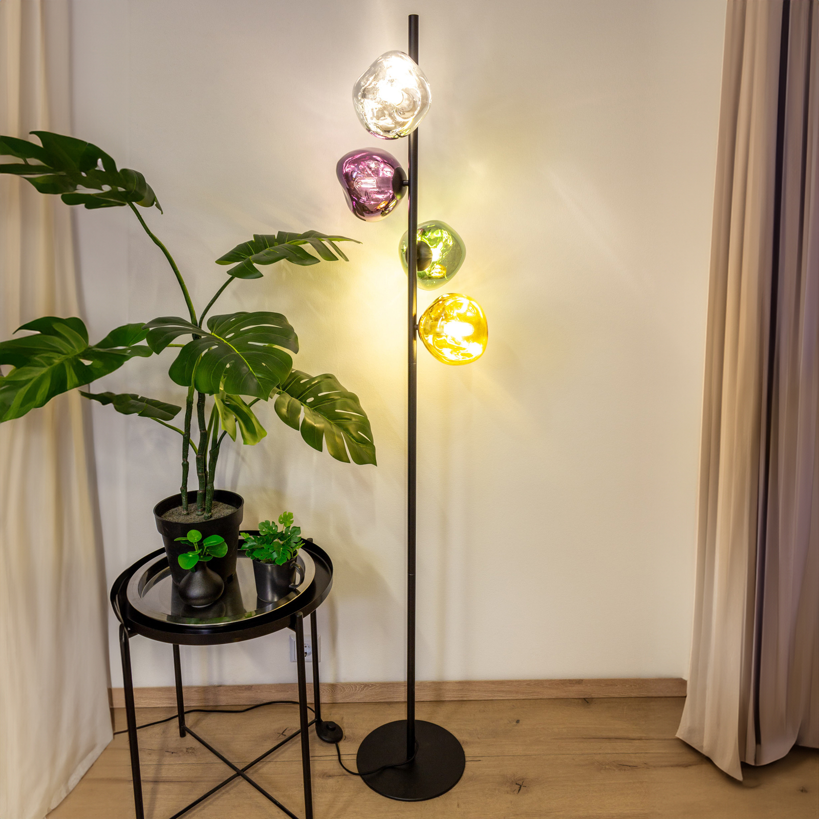 Vloerlamp Canopus, meerkleurig, hoogte 160 cm 4-lamps glas E14