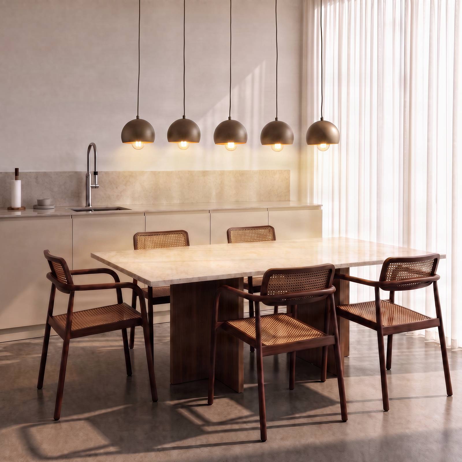 Luminex Hanglamp Sool, beige, lengte 95 cm, 5-lamps, metaal, E27