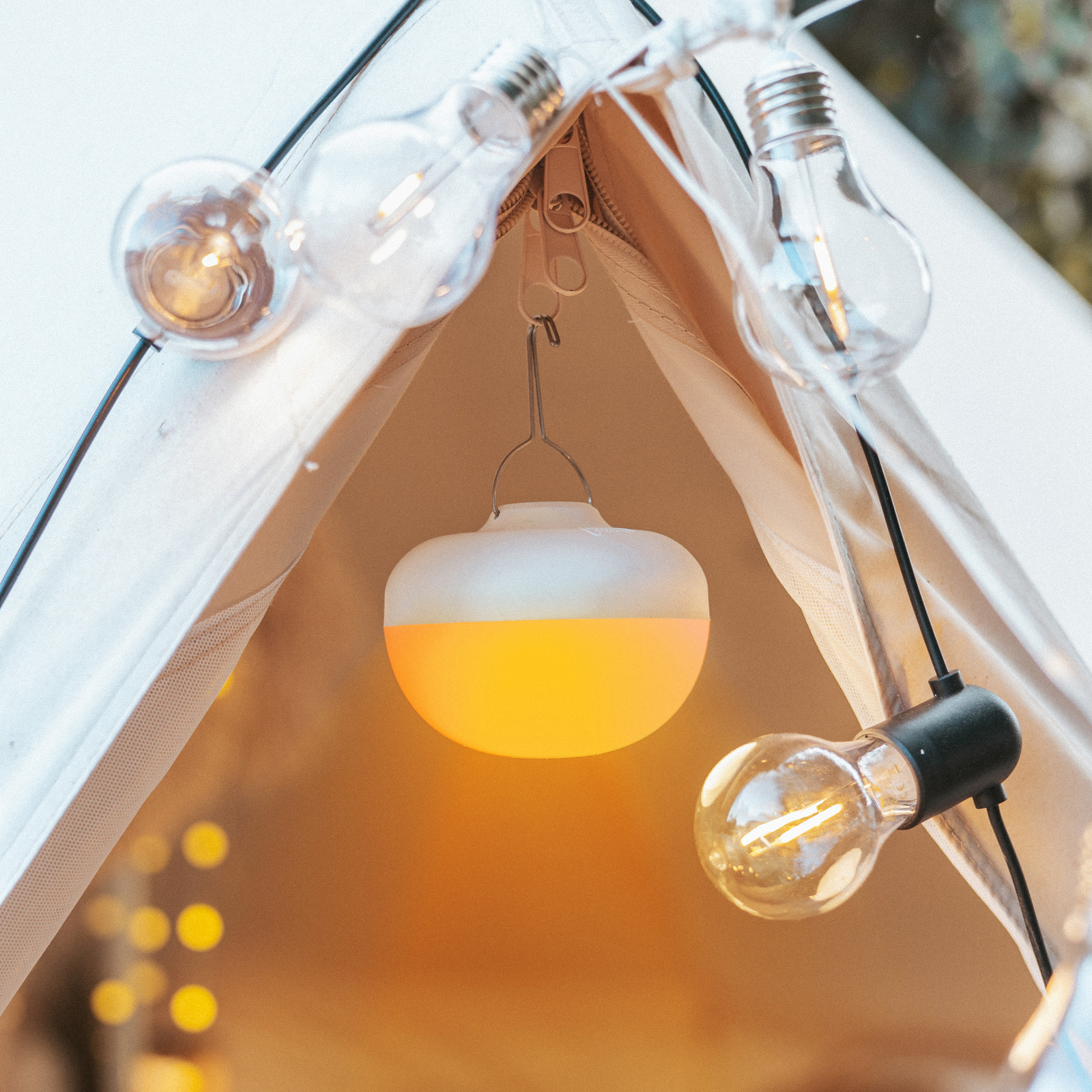 Newgarden LED φορητή επιτραπέζια λάμπα Cherry, πορτοκαλί/λευκό, IP54