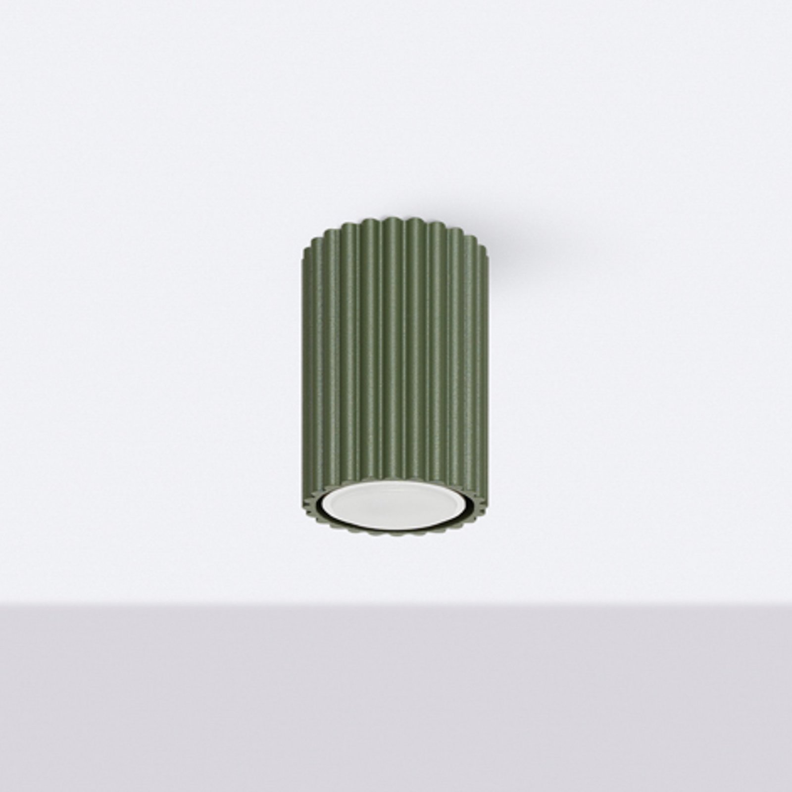 Plafón ALORA, verde oliva, Ø 7 cm, metal, GU10