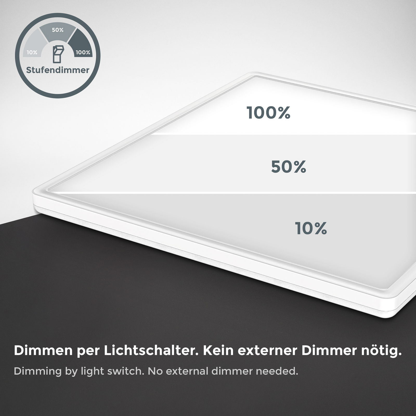 LED paneel Eki, 42 x 42 cm, wit, dimbaar, achtergrondverlichting, 4.000K