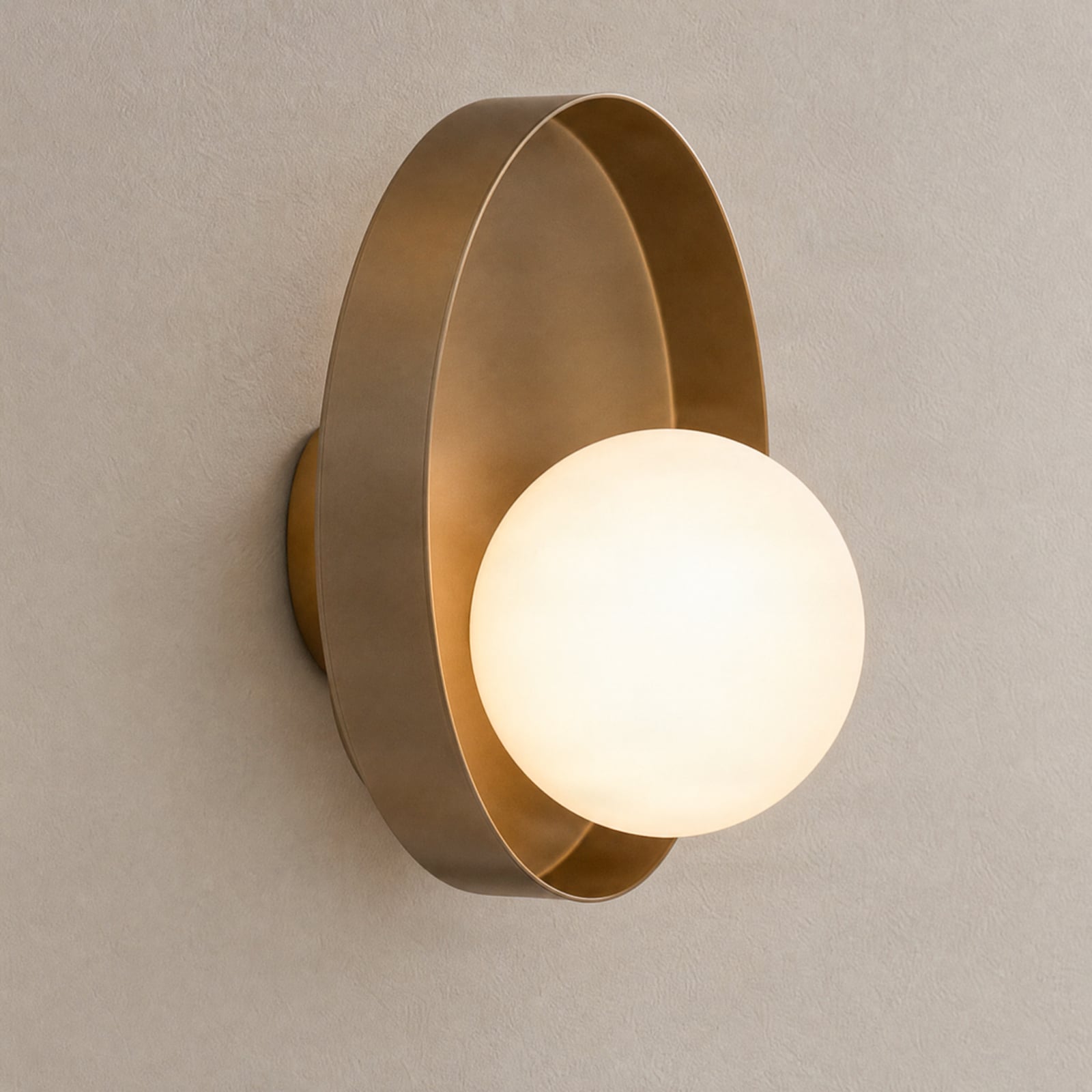 Applique Kido K1, beige, acciaio/vetro, Ø 20 cm