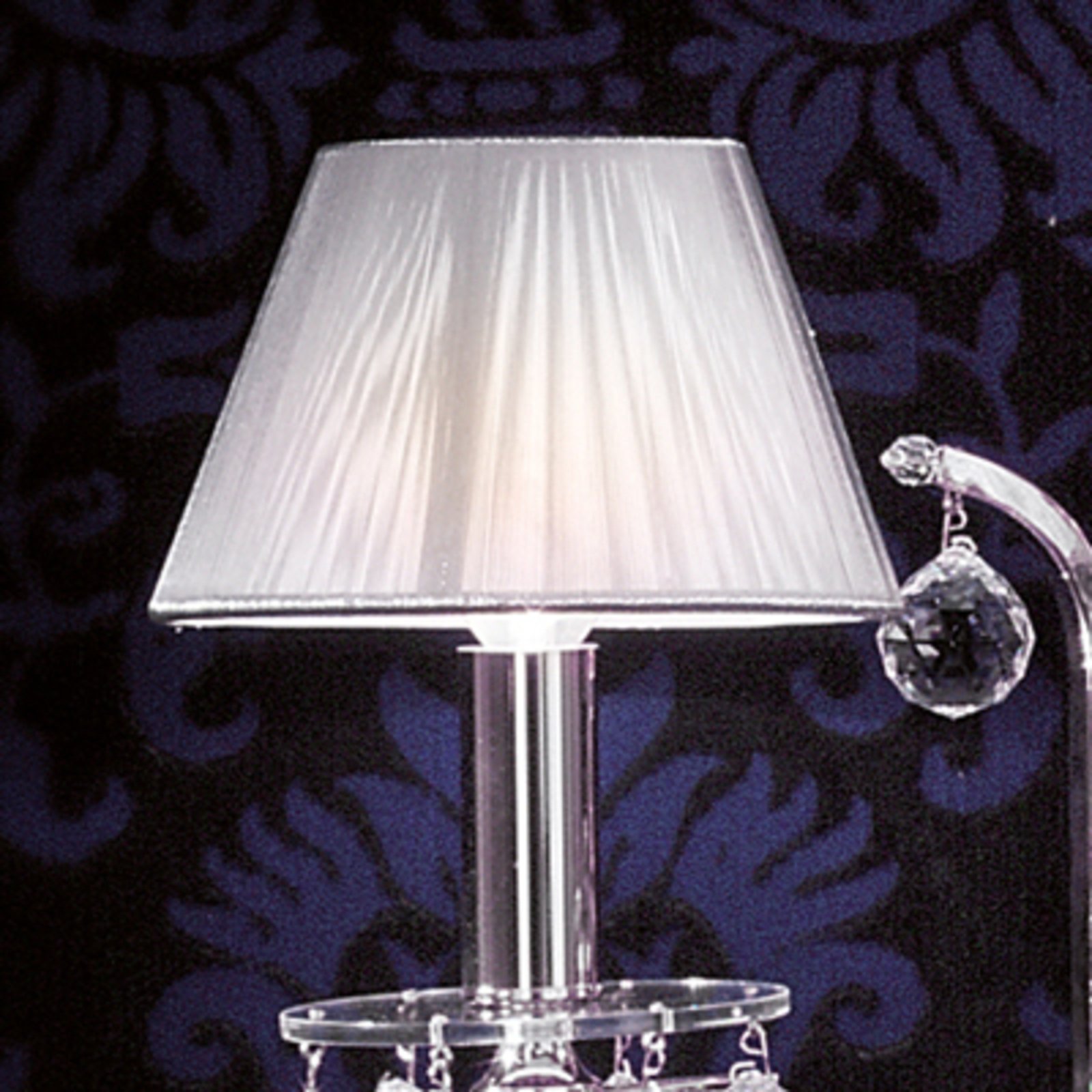Zilveren textiele wandlamp Kristaldesign 2vl