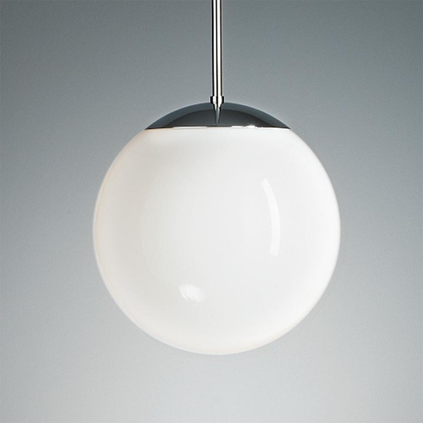 lampada pensile, sfera opalescente, 25 cm, cromo