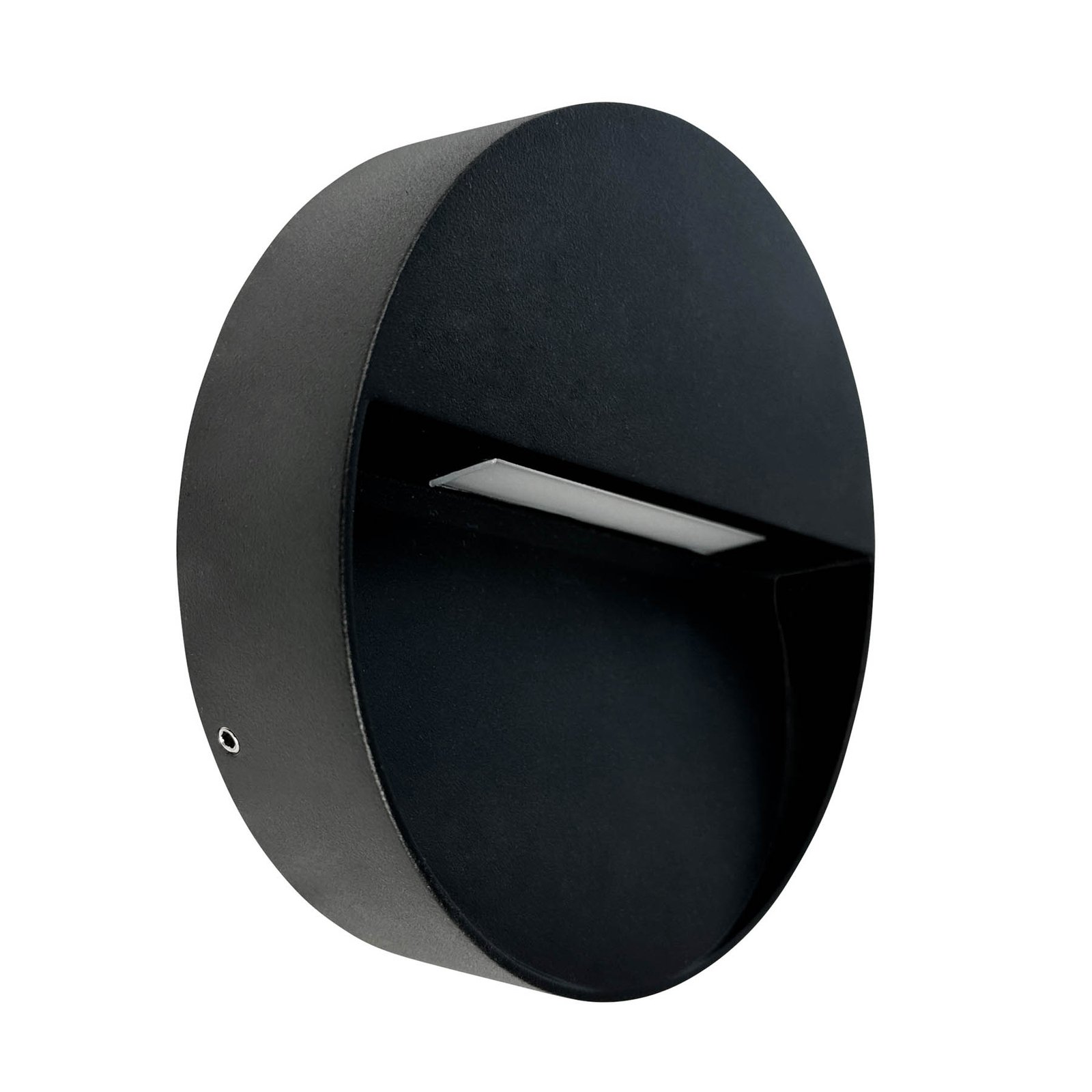 Dyberg Larsen LED outdoor wall lamp Pluto, black, Ø 15 cm