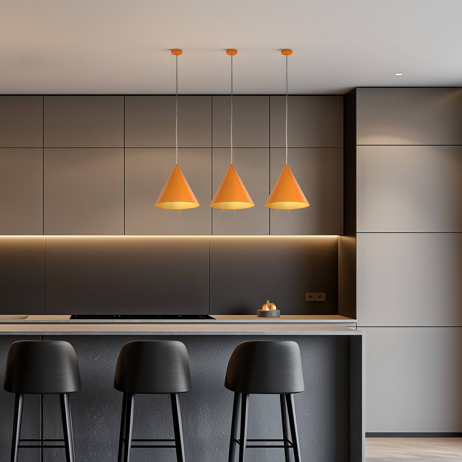 Żyrandol Cono, 1-punktowa, Ø 25 cm, pomarańczowa, E27