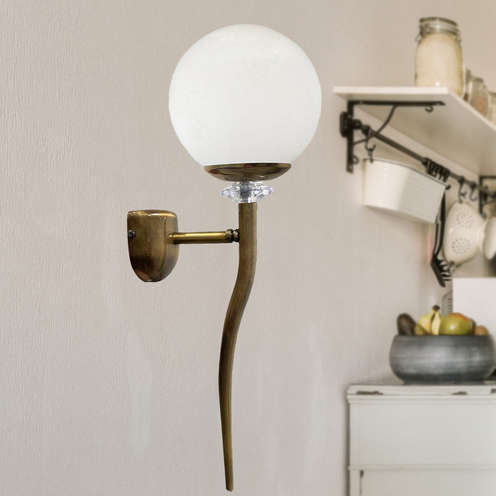 Glory vägglampa, mässing, metall, höjd 47 cm