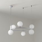 Maytoni Ring pendant light, 6-bulb, white glass shades