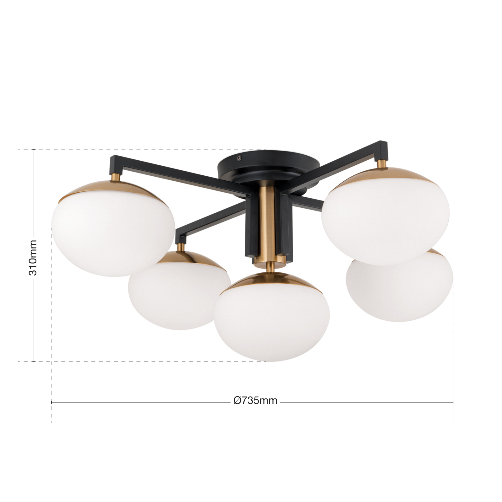 Josephine ceiling light, five-bulb