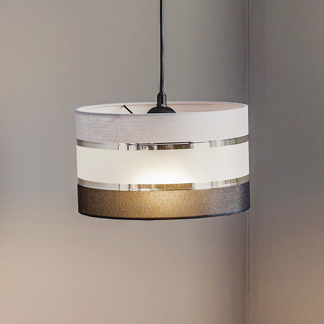 Suspension Helen abat-jour gris-noir-argenté 25cm