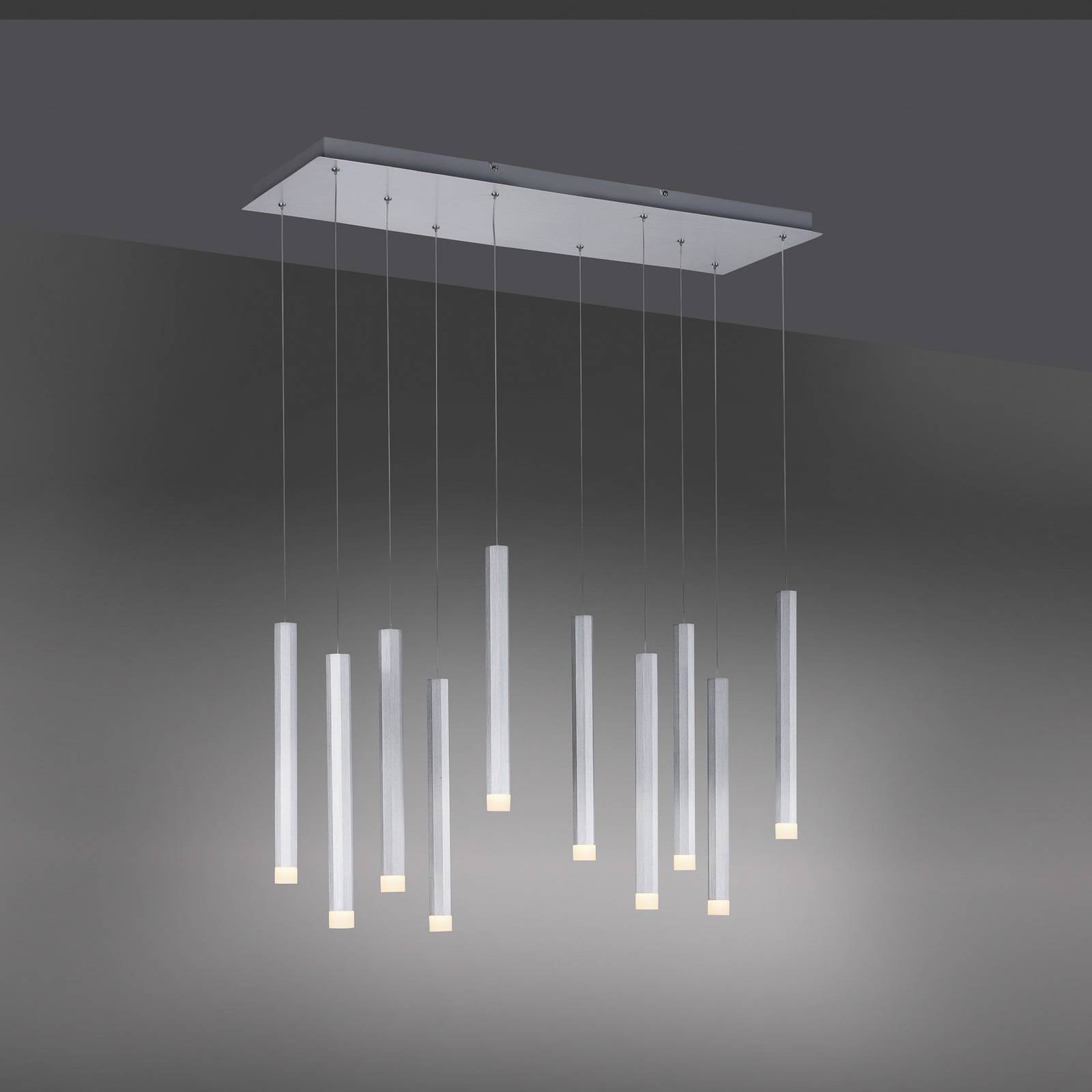 Bruno LED-pendellampe 10 lyskilder aluminium