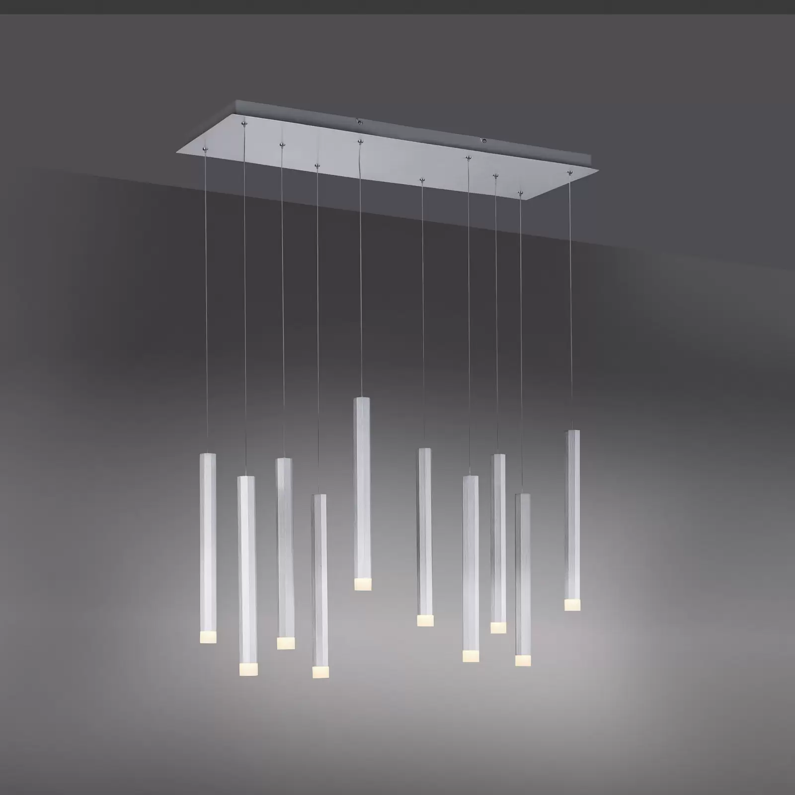 Bruno, aluminium 10-flammig, LED-Pendelleuchte