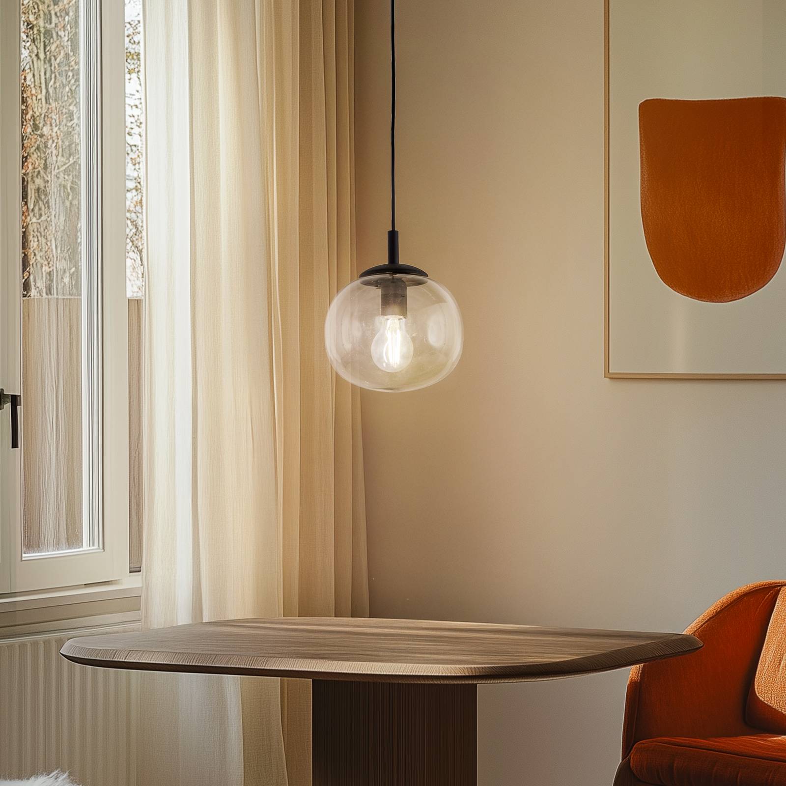 Lampa wisząca Vibe, brązowo-przezroczyste szkło, Ø 20 cm