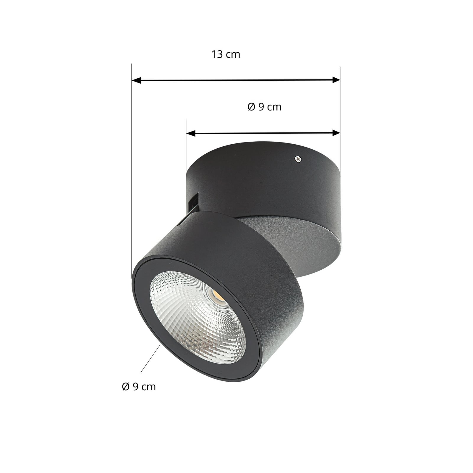 Lindby LED ceiling spotlight Nolivar, black, Ø 9 cm, IP54
