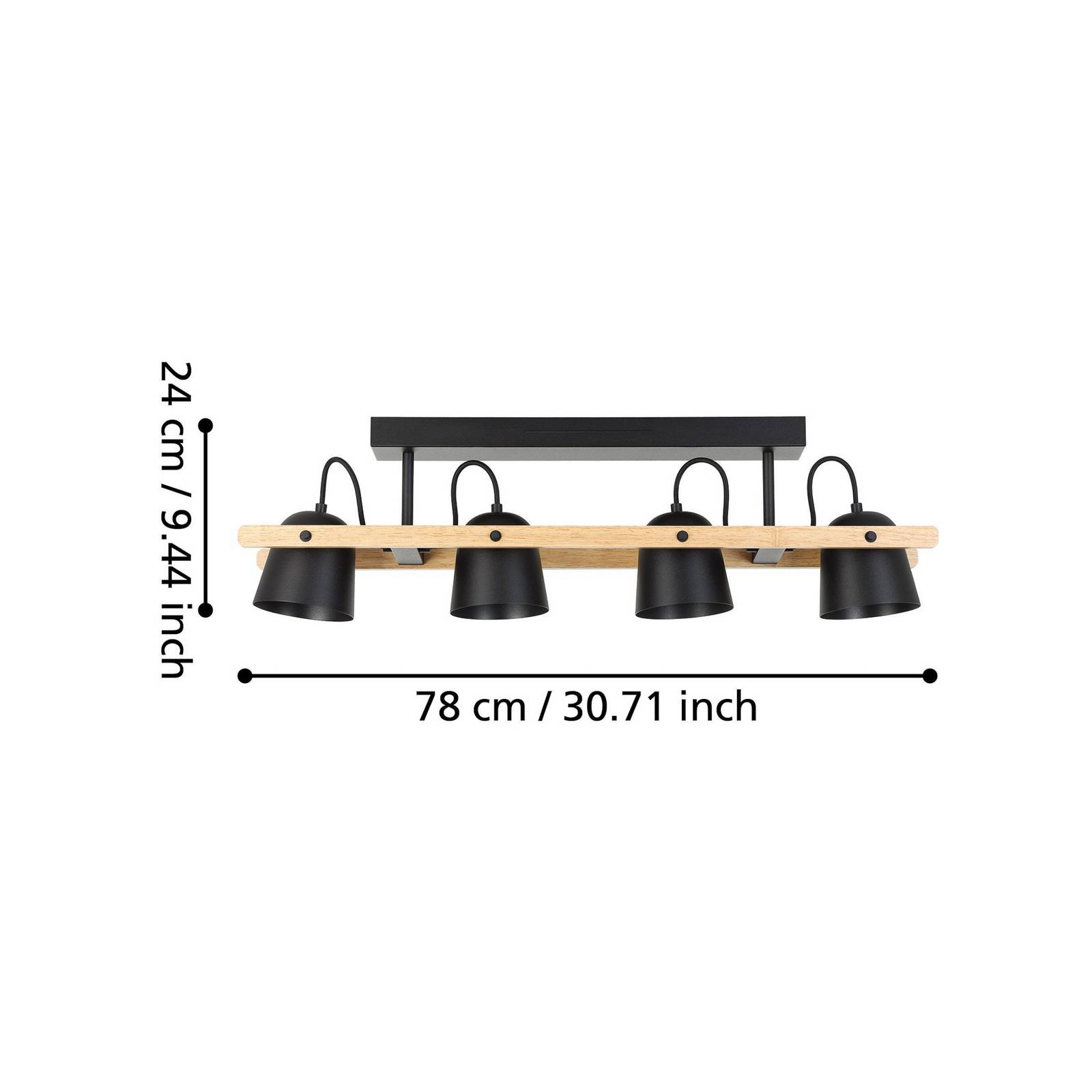 EGLO connect lampa sufitowa LED Hornwood-Z, 4-punktowa, czarna