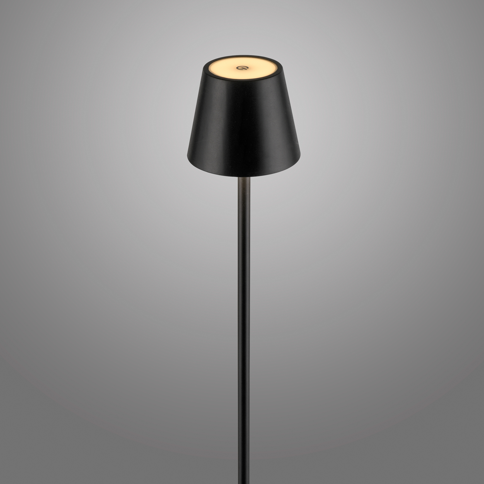 JUST LIGHT. Lampe sur pied LED rechargeable Euria, noir, fer, IP54
