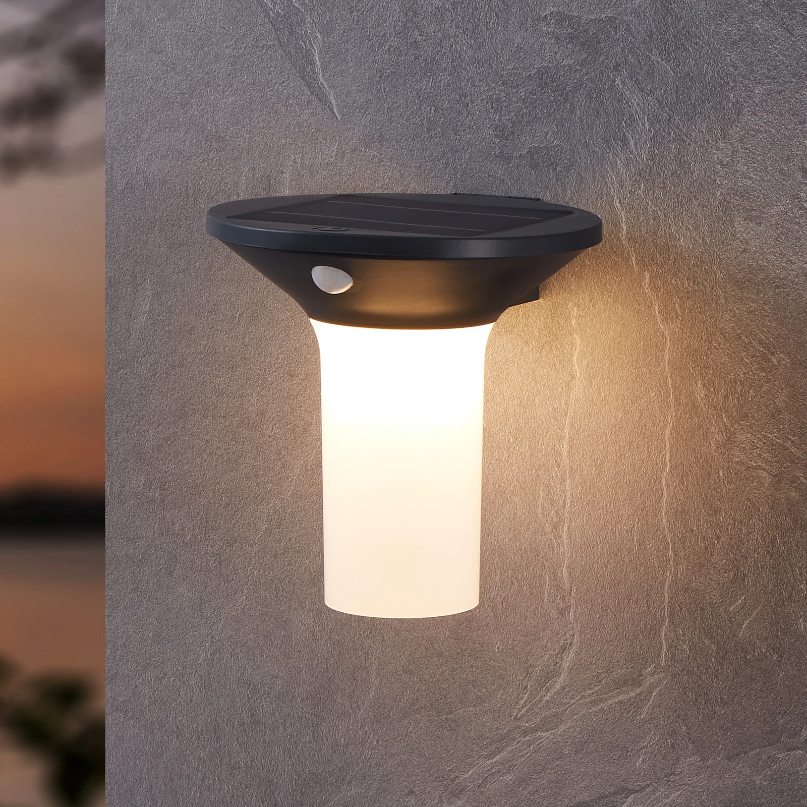 LED-Solar-Außenwandleuchte Corbezzola, schwarz, Sensor