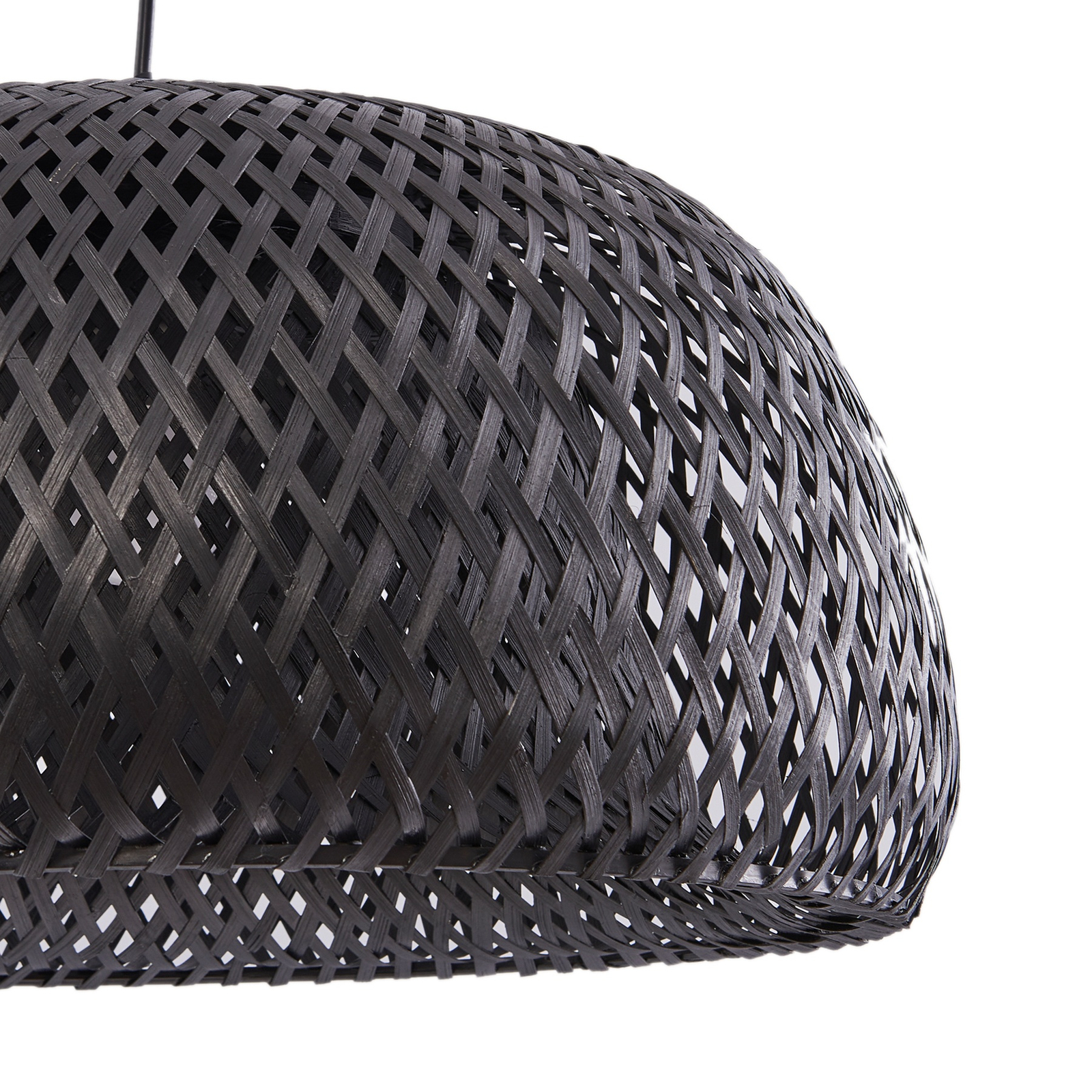 Lindby pendant light Eskil, black, bamboo, Ø 46.5 cm