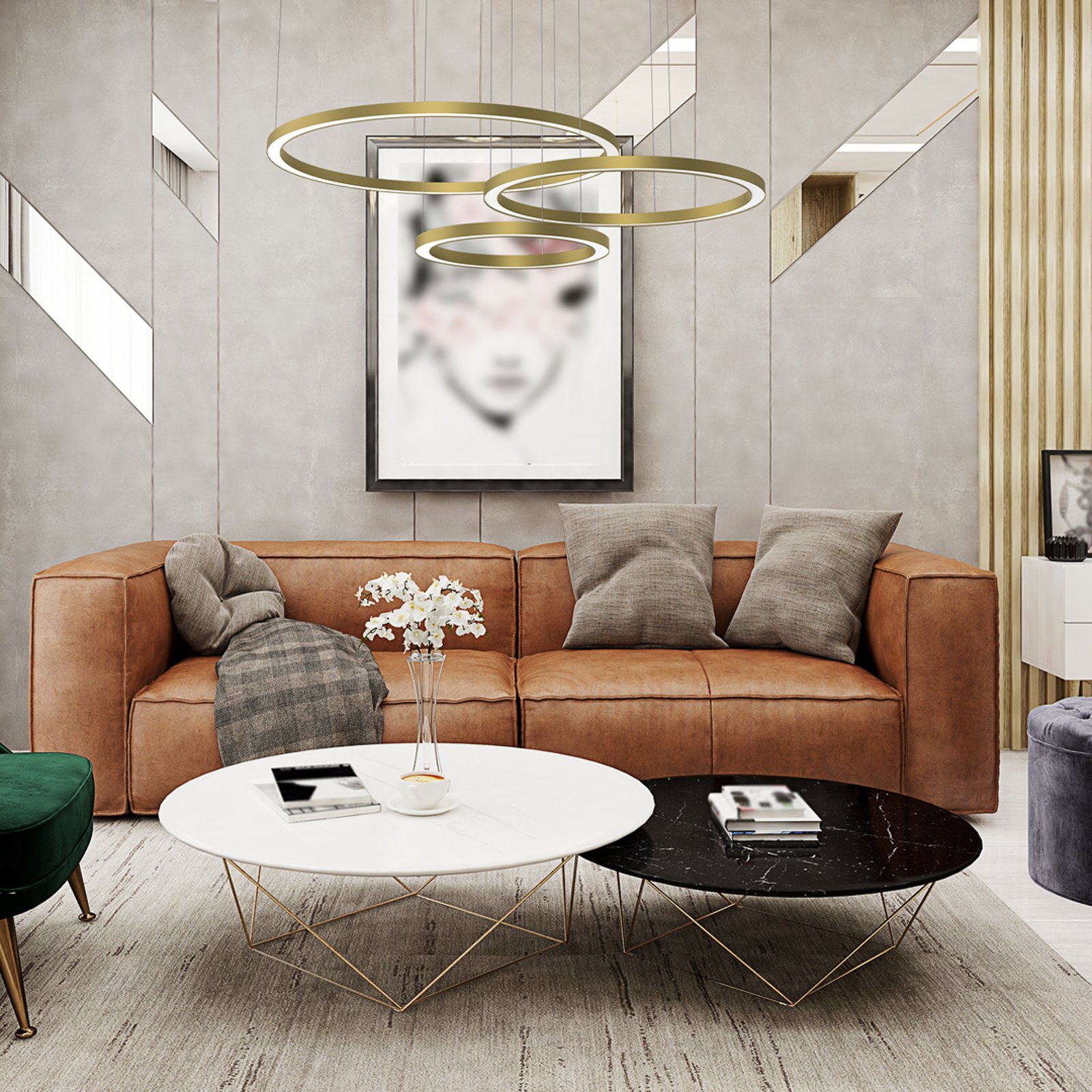 Galaxia LED-Hängelampe 85 W gold dreiflammig Kunststoff