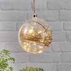 Glow LED-dekokugle, klar, rattan, Ø 20 cm