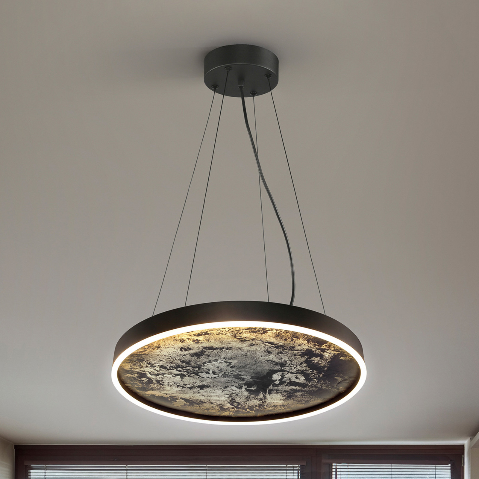 Schuller Valencia Lampă suspendată LED Stone Ø 60 cm CCT negru metal acrilic - Camera de zi / sufragerie - modern