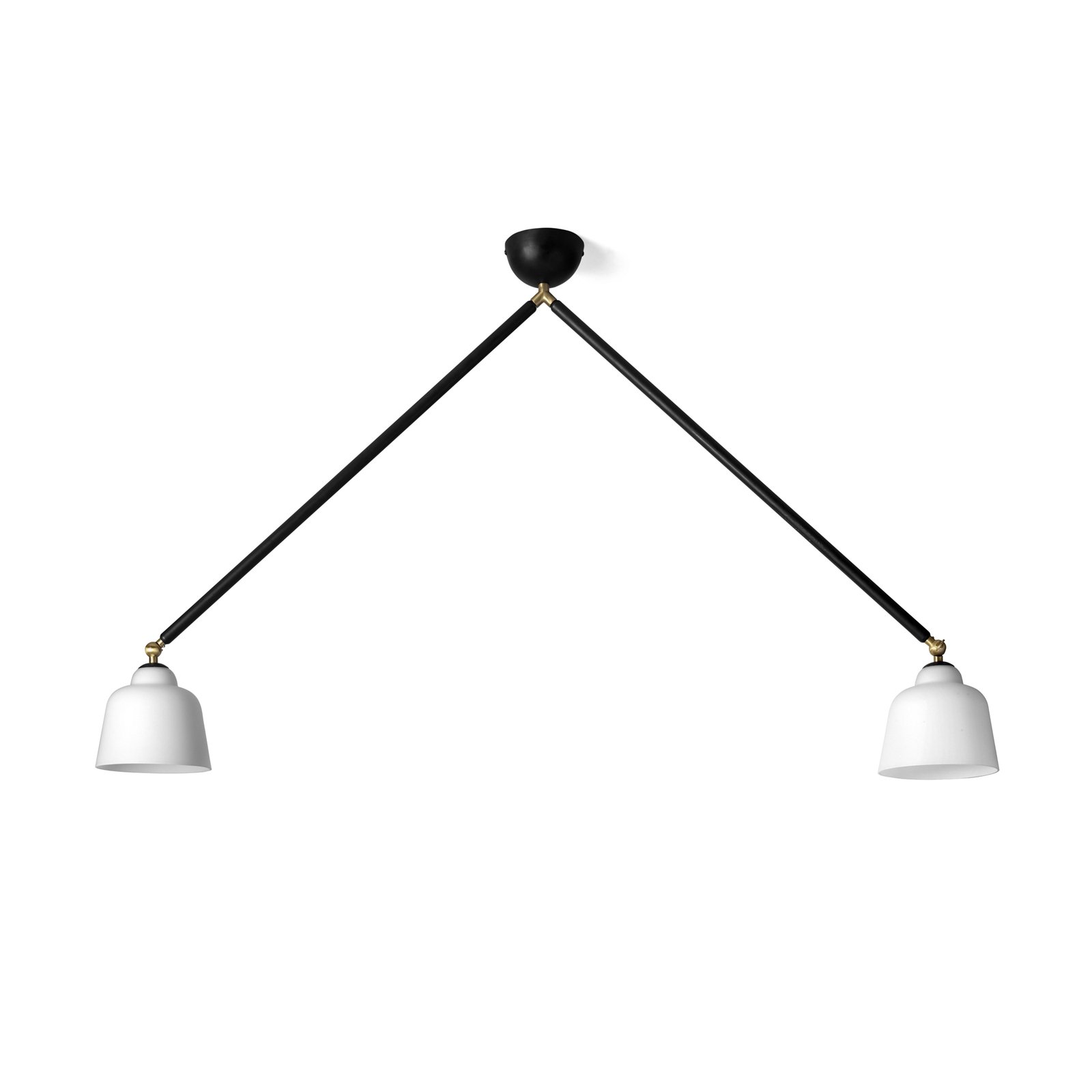 Suspension Neoretro, à 2 lampes, noir/laiteux, articulations