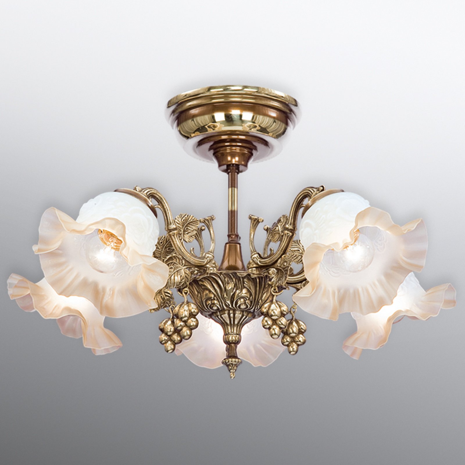 RIPERLamP Richly decorated ceiling light Albero - 5-bulb, for Living / Dining Room, metal, glass, E27, 60 W, energy efficiency: A++, H: 30 cm