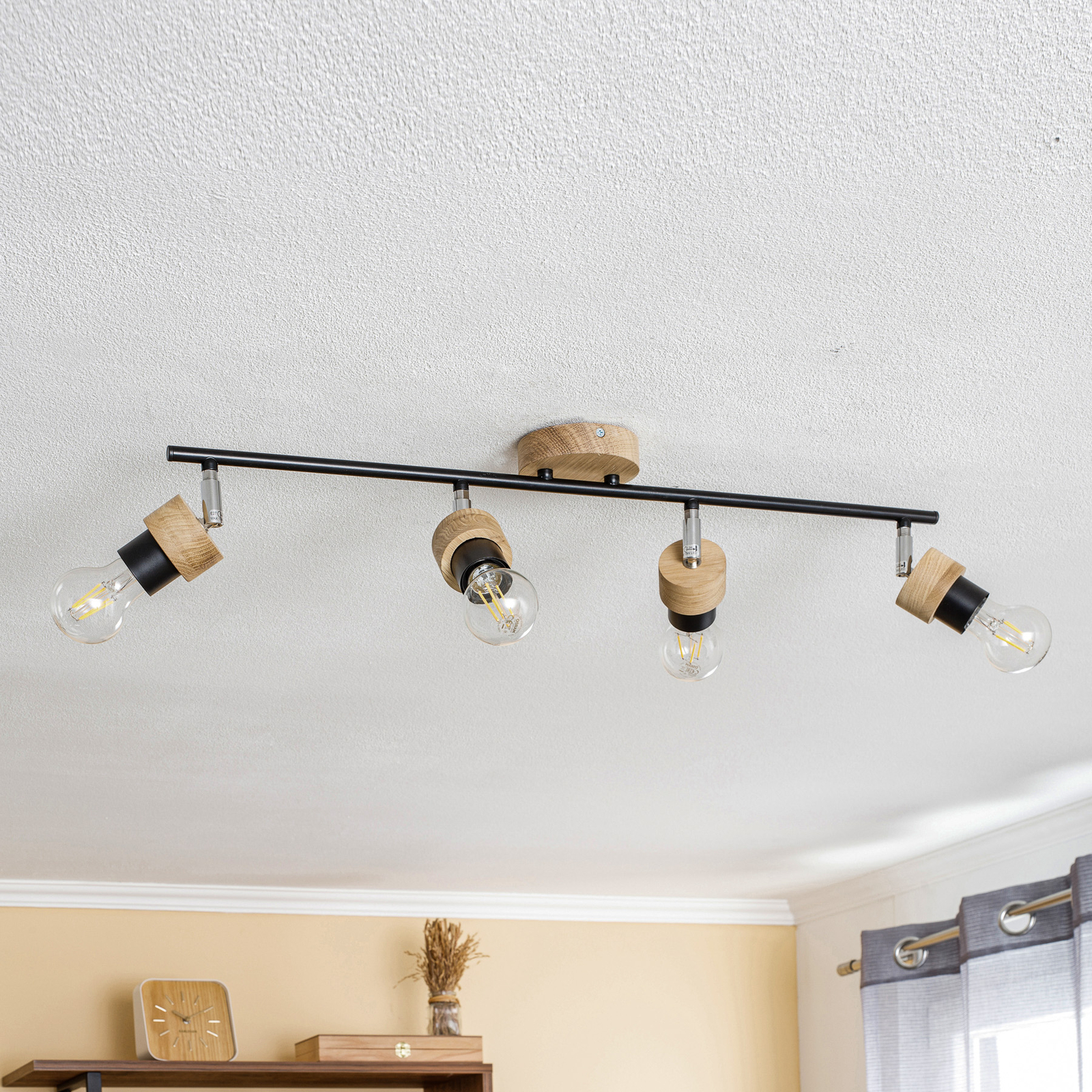 Envolight Merlo plafondlamp eiken geolied, 4-lamps