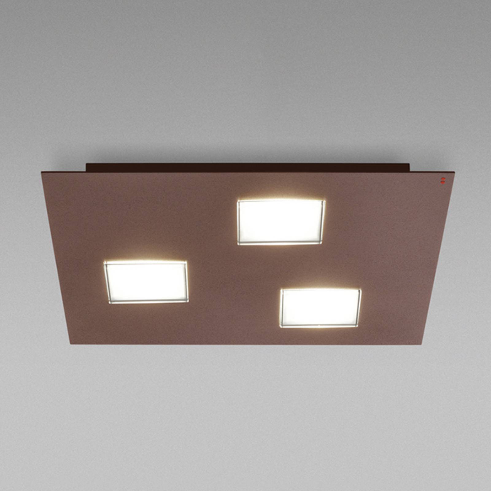 Brązowa lampa sufitowa LED Quarter, 3 LED